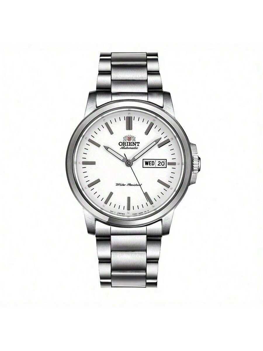 

ORIENT Механические Современные Мужские Часы Белый Циферблат, Серебристый Ремешок из Нержавеющей Стали, Отображение Даты, RA-AA0C03S19B