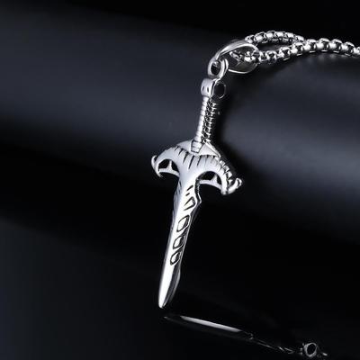 Creative European and American Niche Jewelry Retro Dragon Sword, New Fashionable Cool Hip-hop Titanium Steel Necklace Pendant