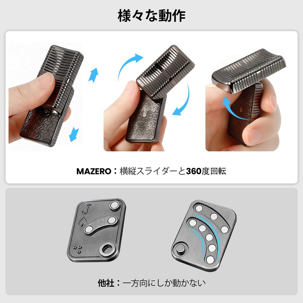 MAZERO Fidget Slider Metal Fidget Adult Stress Finger Time Gift 2-Pack, Toy, Magnetic, Use, Relief, 360° Slide, EDC, Play, Gadget, Killer, Compact,
