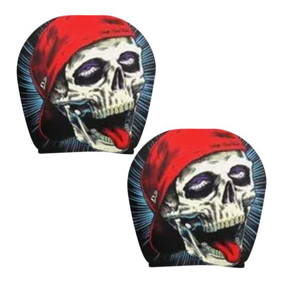 Funny Cartoon Car Headrest Covers, Universal Breathable Elastic Seat Neck Pillow Protector, Humor Spooky Auto Interior Decor for Most Vehicles