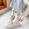5 Paar Damen Herbst und Winter Neue Baumwolle Lieblich Einfarbig Dünne Streifen Stickerei Hase In Der Röhre Frotteesocken