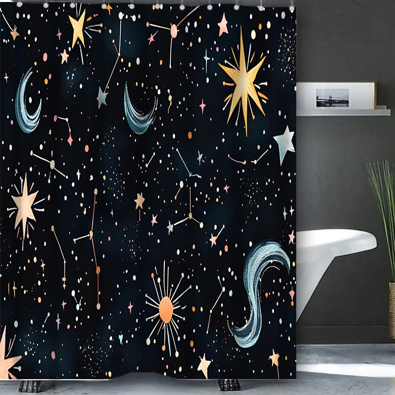 Starry Sky Modern Stye Bathing Curtain  Bathroom Shower Curtain Waterproof With 12 Hooks Home Deco Free Ship