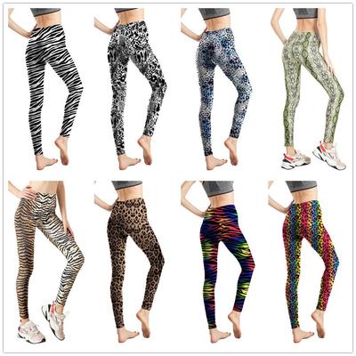 Leggings con Stampa Animalier Tendenza Europea e Americana - Pantaloni a Nove Punti Aderenti