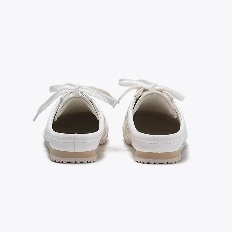 Soft Leather Version~ Inner Height Increase 5cm Fashion Outer Wear Half Slippers Trend One Pedal White Shoes Without Heel Board Shoes Children