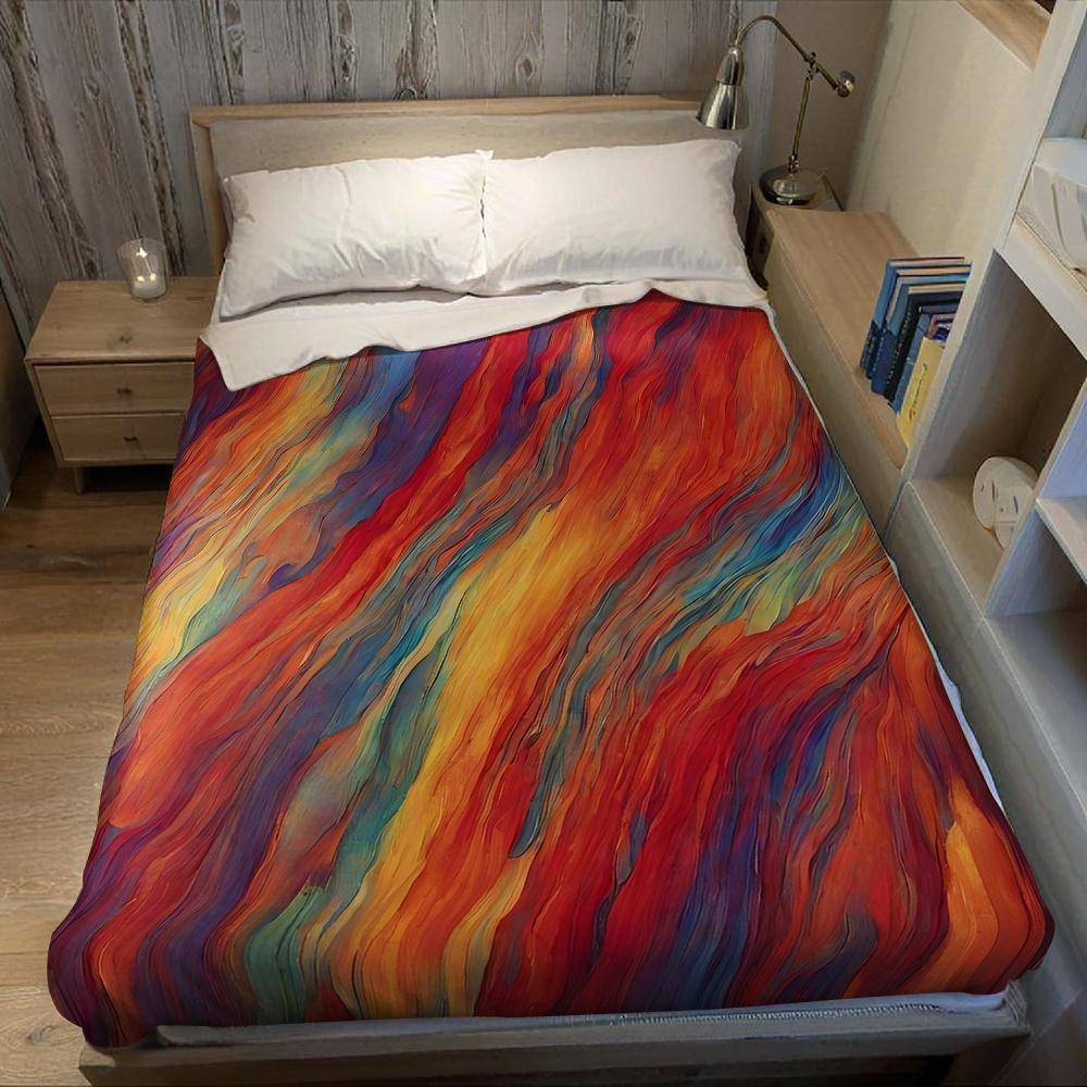 Colorful Swirl Texture Flannel Blanket Warm Soft Halloween Christmas Couch Warm Cozy Decorative Decor Gift for All Season