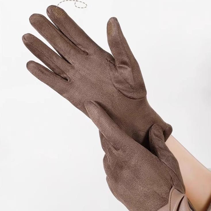 Handschuhe Damen Herbst und Winter Neu Samt Thermohandschuhe Kältefest Touchscreen Reiten Fahren Winddichte Handschuhe