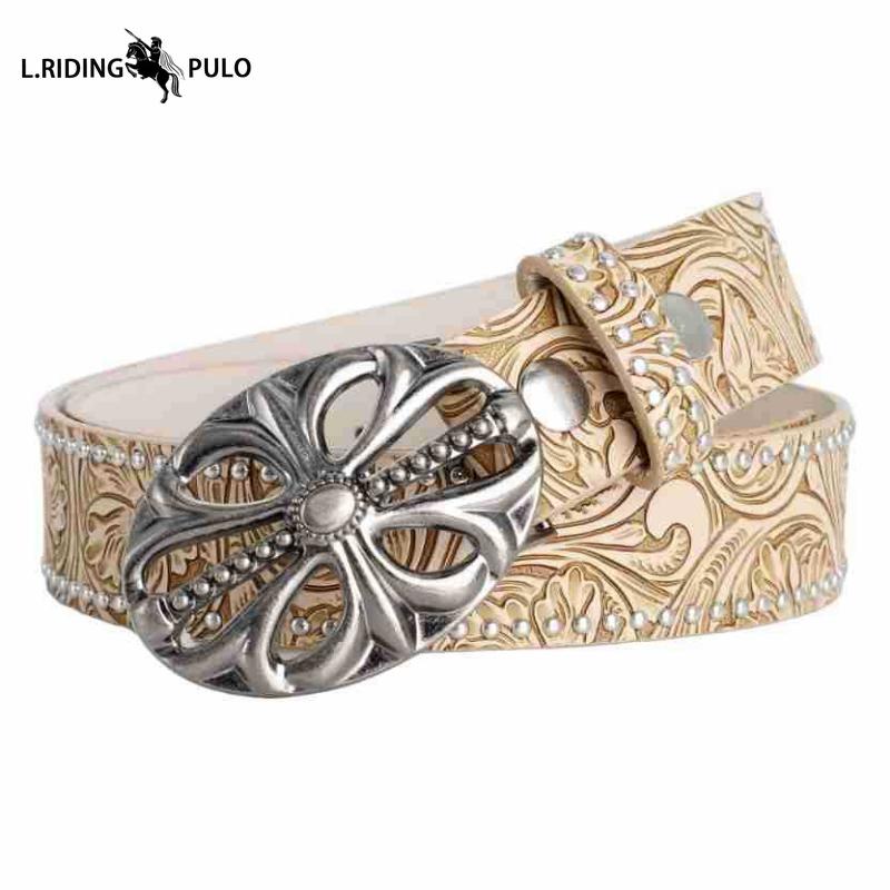 Classic Embossed Color Changing Western Cowboy Belt Buckle Belt Edge Smooth Buckle Personality Belt