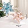 Christmas Gifts Artificial Poinsettia Glitter Flower Xmas Tree Decoration 28cm 3D Simulation Magnolia Flannel Pink Blue