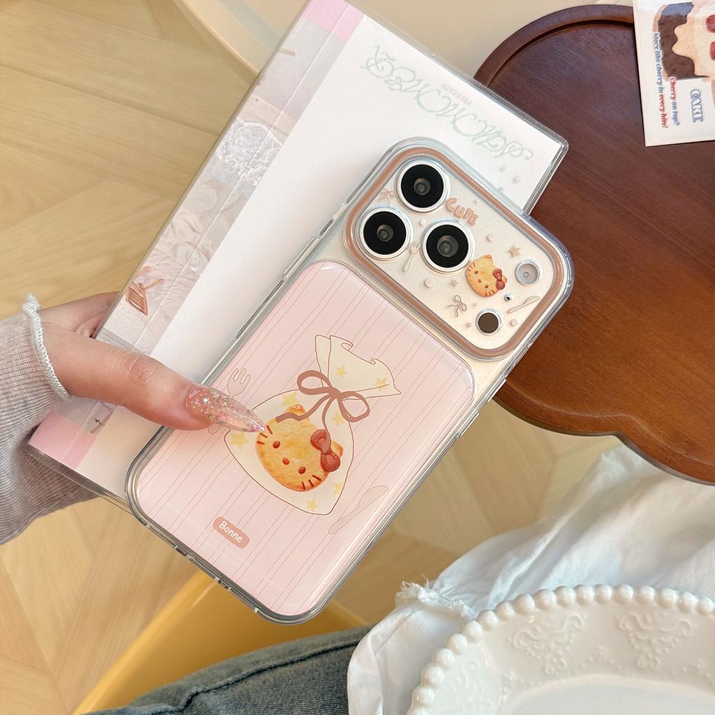 Cute biscuits cat apple 17pm mobile phone case iphone18 transparent 16 Epoxy 15 suitable for 14 all-inclusive sweet