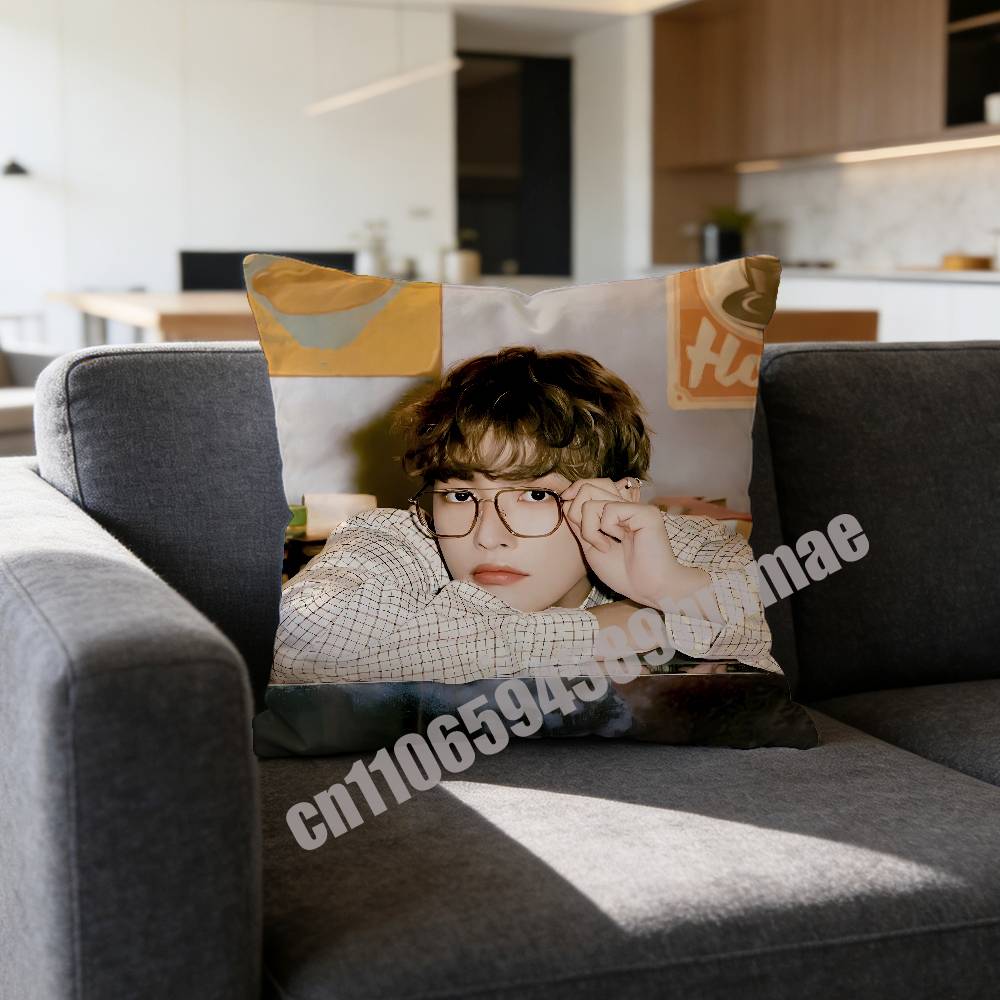 For A-Ateez K-Kim Hong Joong Throw Pillow Case Sham 45X45Cm 40X40Cm Square Car Pillowcase Pad Cushion Cover