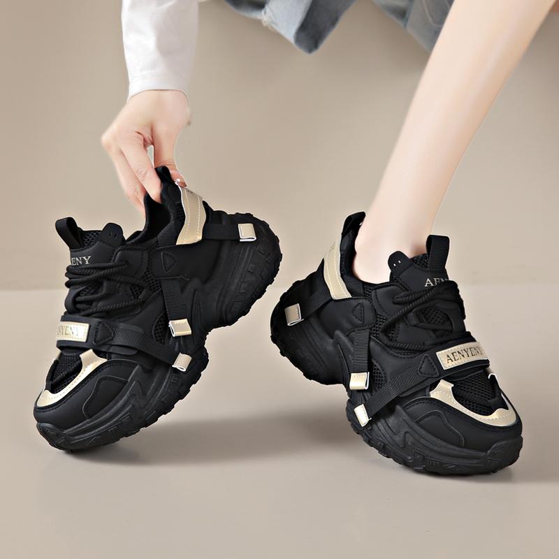 Women'S Platforms Ladies Casual Sports Shoes Chunky Sneakers Breathable Mesh Sports Woman Fashion Lace Up Thick Sole Casual Shoe