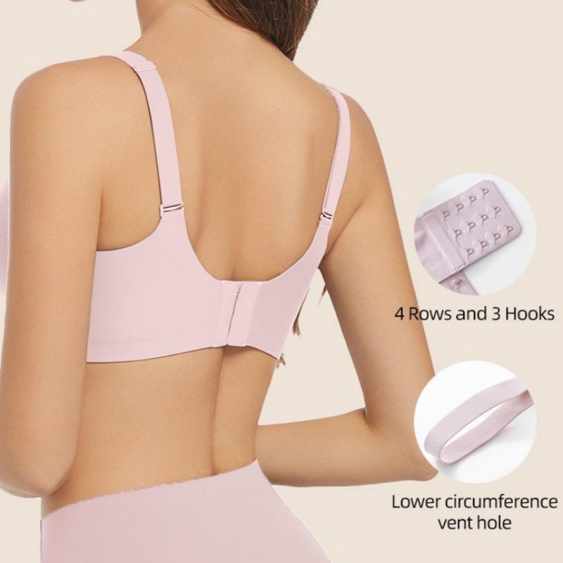European Plus Size Wireless Seamless Bra for Women Deep V Wavy Edge Soft Support Gathered Anti-Sagging Cutout Back Intimates