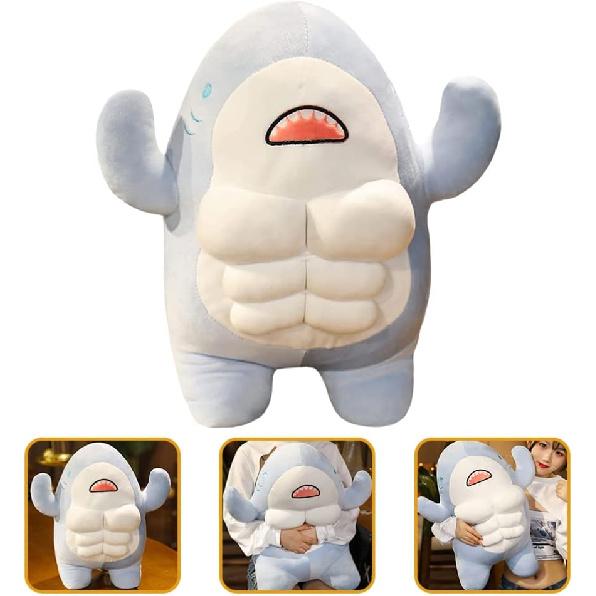 Adorable Muscular Shark Plush - Soft Stuffed Animal for Kids, Decorative Blue Shark Doll for Home, Table, Sofa, and Baby Snuggling