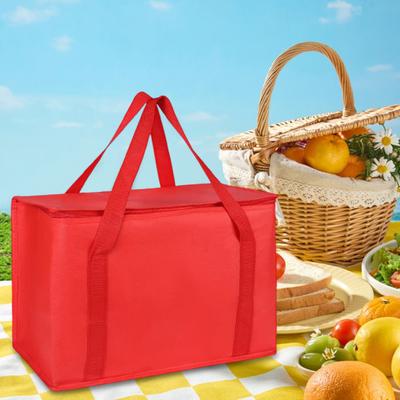 Große, isolierte Picknicktasche mit Reißverschluss, Lunch-Tragetasche, wiederverwendbare Lebensmittel-Tragetasche, Getränke-Kühltasche für Camping, Picknicks und Reisen