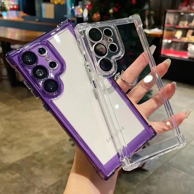 Luxus-Objektivschutz-Telefonhülle für Samsung Galaxy S24 S23 S22 Ultra S24 Plus S23 FE 5G Bumper Hard Acryl Transparent Cover