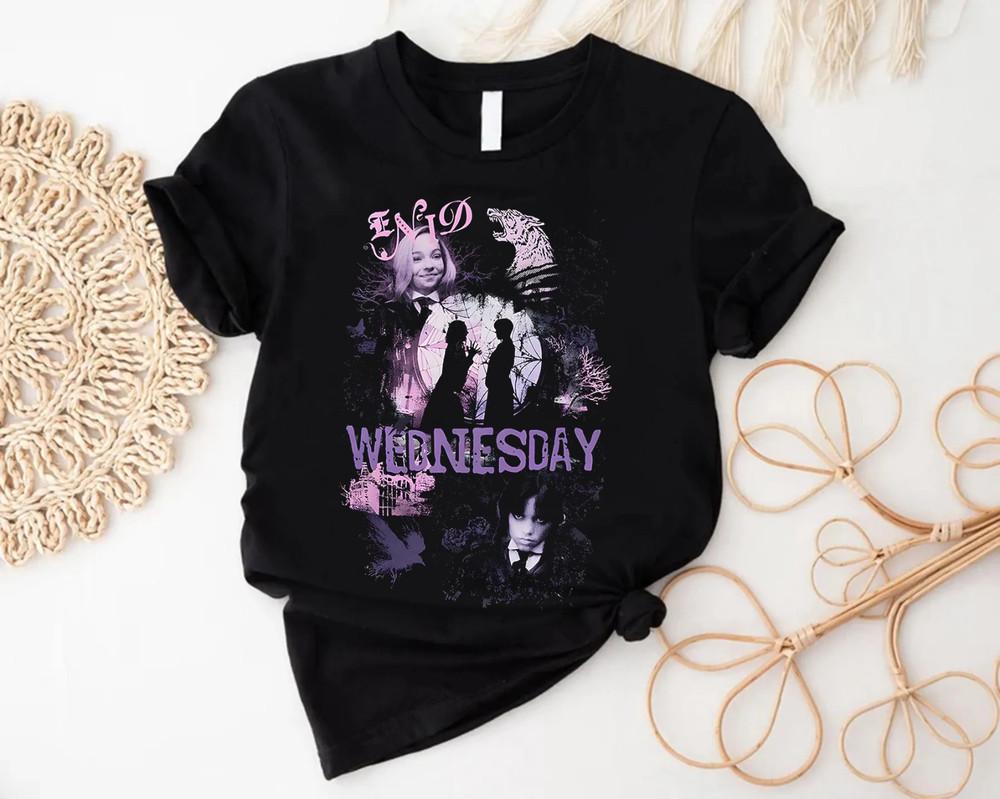 Wednesday Season TShirt Wednesday Enid Duo Girls TShirt L