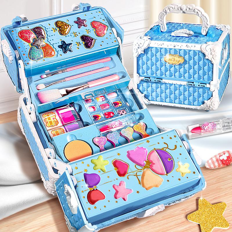 Children's Makeup Toy Non-toxic Simulation Cosmetics Suitcase Nail polish Lipstick Beauty Fashion Kit For 3 Year Girl Gifts Kids
