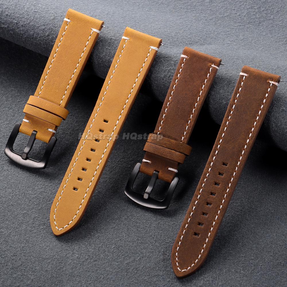 Geniune Retro Leather Watch Strap 18mm 19mm 20mm 21mm 22mm 24mm Vintage Watchband Quick Release Bracelet for Huawei Watch Gt2/3