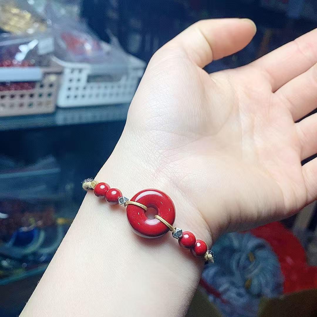 

Cinnabar Red and Purple Sand Zodiac Bracelet: Unisex Hand-Woven Style with Simple Personality Design фіолетовий/золотий