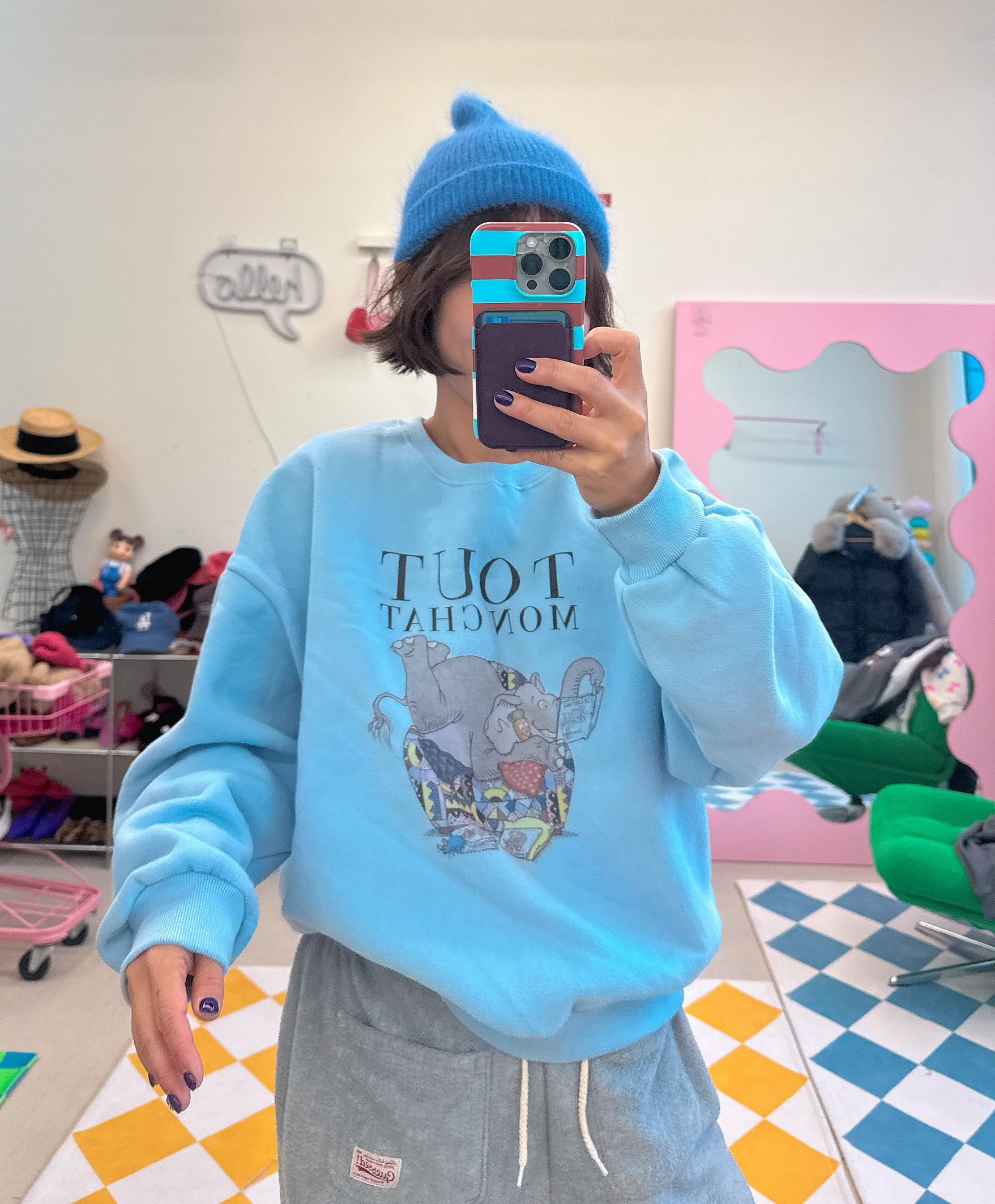 Ribbed Loop Terry Sweatshirt (3-Layer Terry Cotton) ONE SIZE