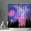 Galaxy Night Starry Sky Shower Curtains Waterproof Cloth PurpleBlue  Universe Elk Bath Screen Curtain For Bathroom Bathtub Decor