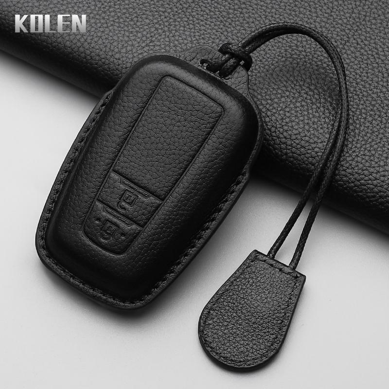 Genuine Leather Auto Smart Key Fob Cover Case Housing Fit For Toyota Prius Camry Corolla Chr C-Hr Rav4 Land Cruiser Prado 2 3 4 Button Auto