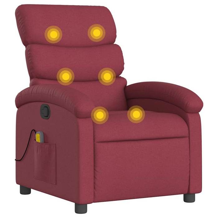 VidaXL Fauteuil de massage inclinable Rouge bordeaux Tissu 371704