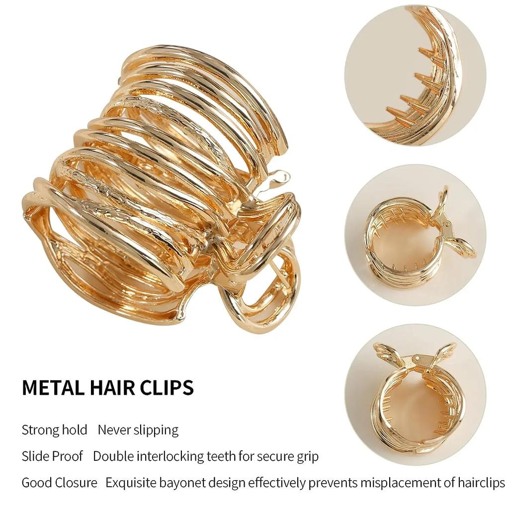 Fashion Gold Color Hollow Geometric Hair Clips Metal Hair Claw Cross Hairclip Headband Hairpin HairCrab Women Hair Accessories