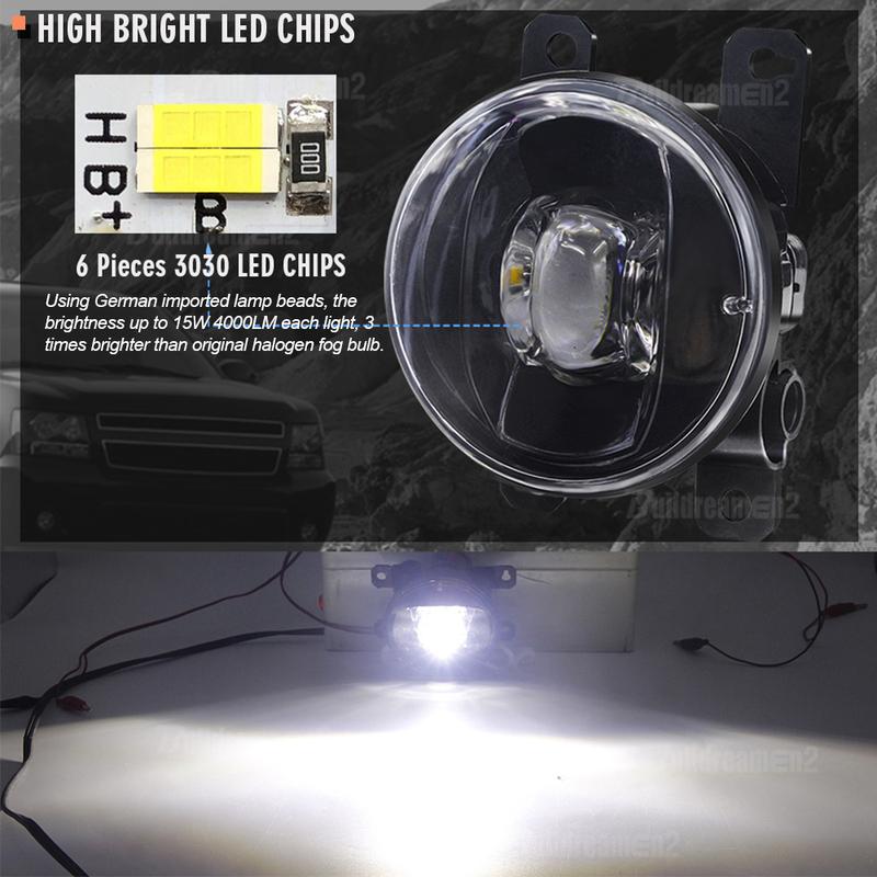 2 X Car Front LED Fog Light Accessories 30W H11 Lens Fog Lamp For Peugeot 308 2013 2014 2015 2016 2017 2018
