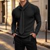 Herren Langarm mit Krawatten-Detail Slim Fit Lässige Rippstrick Pullover