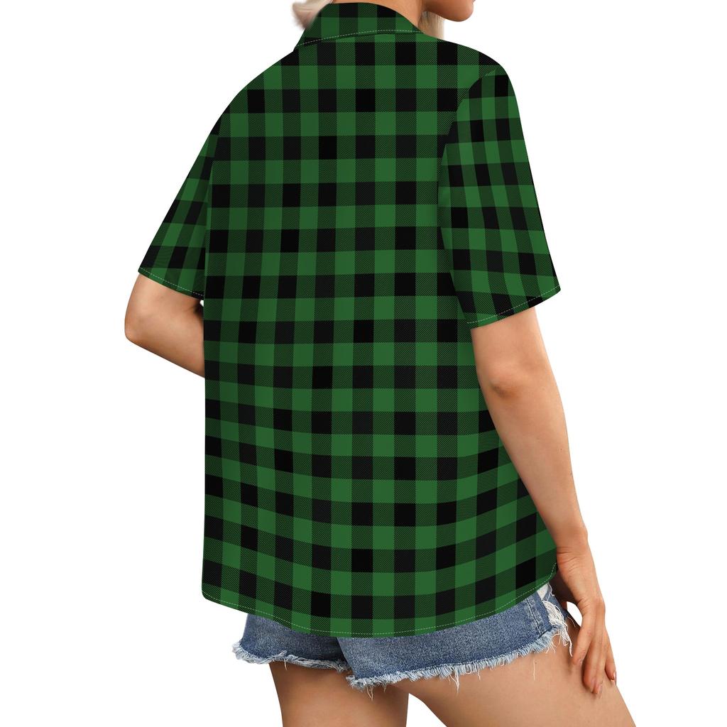 Women's Casual Loose Fit Short Sleeve Button Down Shirt with Collar Lightweight Summer Top for Outdoor Indoor Wear