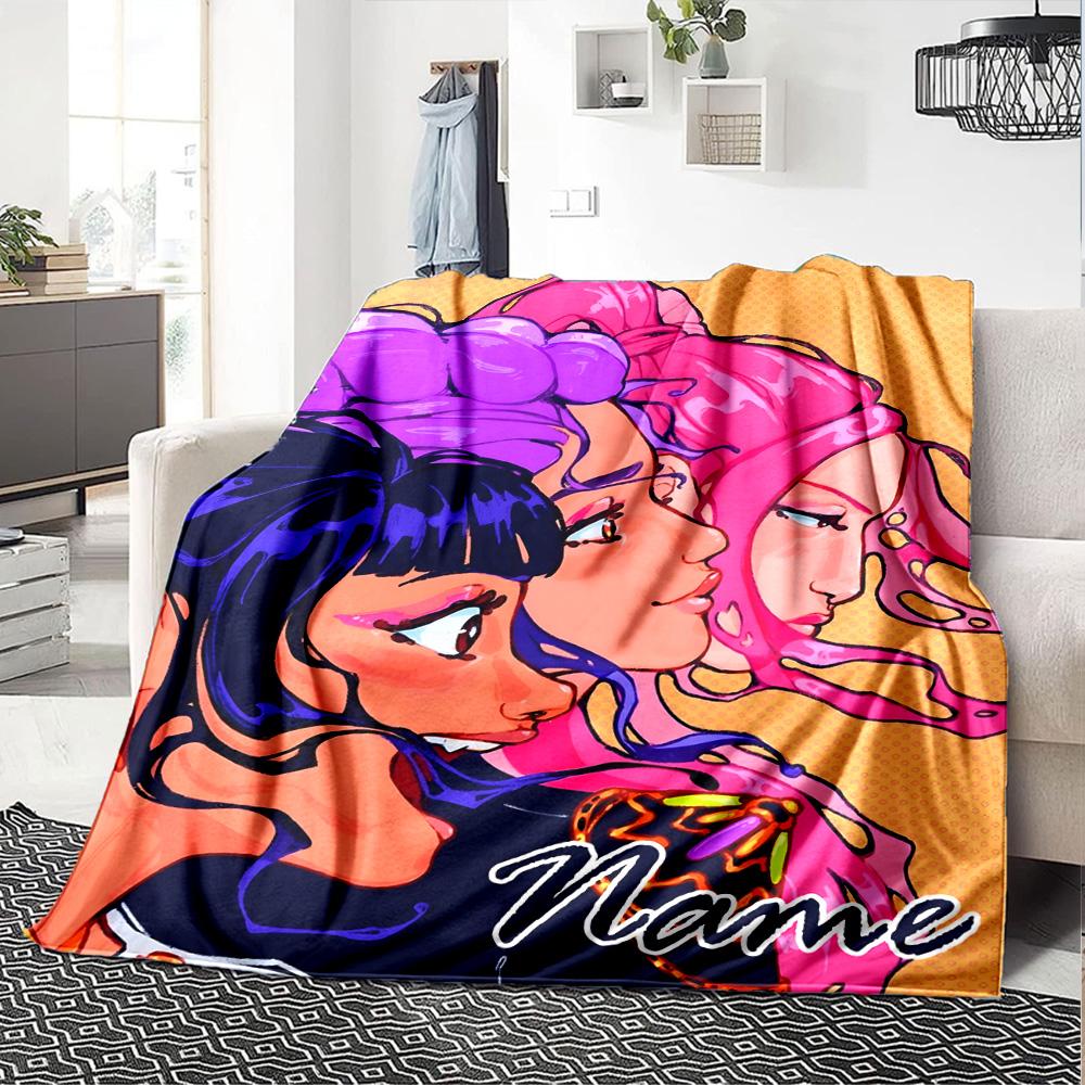 Customizable KPop Demon Hunters24 Throw Blanket – Personalized Name, All-Season Cozy Snug Blanket, Machine Washable, Personalized Blanket