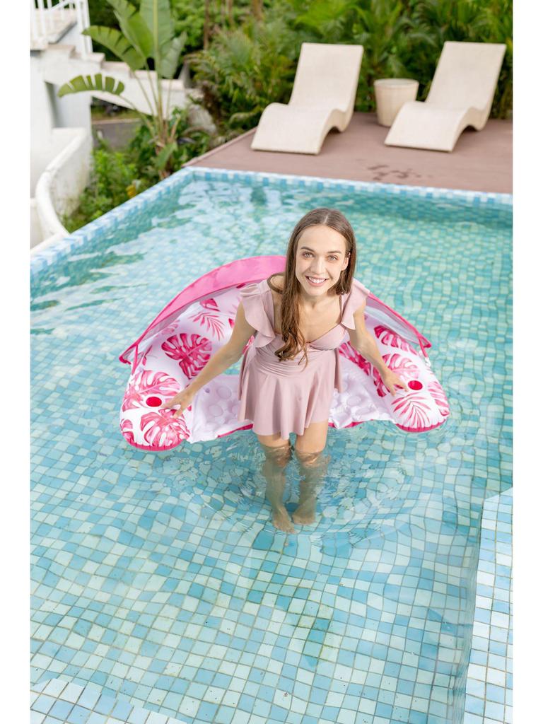 Inflatable Water Lounge Chair with Detachable Sunshade - U-shaped Raft for Adults, Thickened for Summer Floating Fun