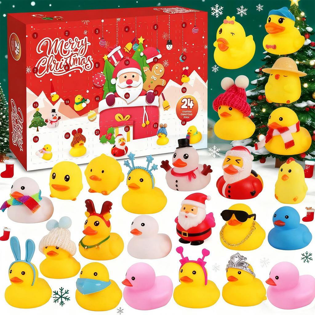 Duck Advent Calendar Multi-Purpose Mini Rubber Duck Ornaments Rubber Duck Pendant Set for Family Gathering Party Xmas Decor