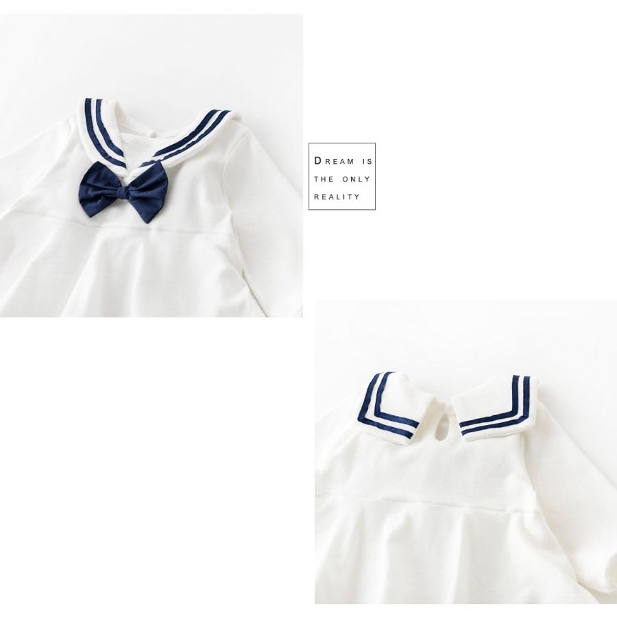 Long Sleeve 66cm Sailor Style Baby Clothes for Girls Short Sleeve Long Sleeve Romper One Piece Cute Outing Spring Summer Newborn Korean Clothes with
