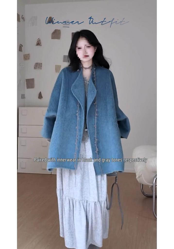 Autumn & Winter Wool Half-Body Skirt & Cardigan Set - Gentle Style for Women