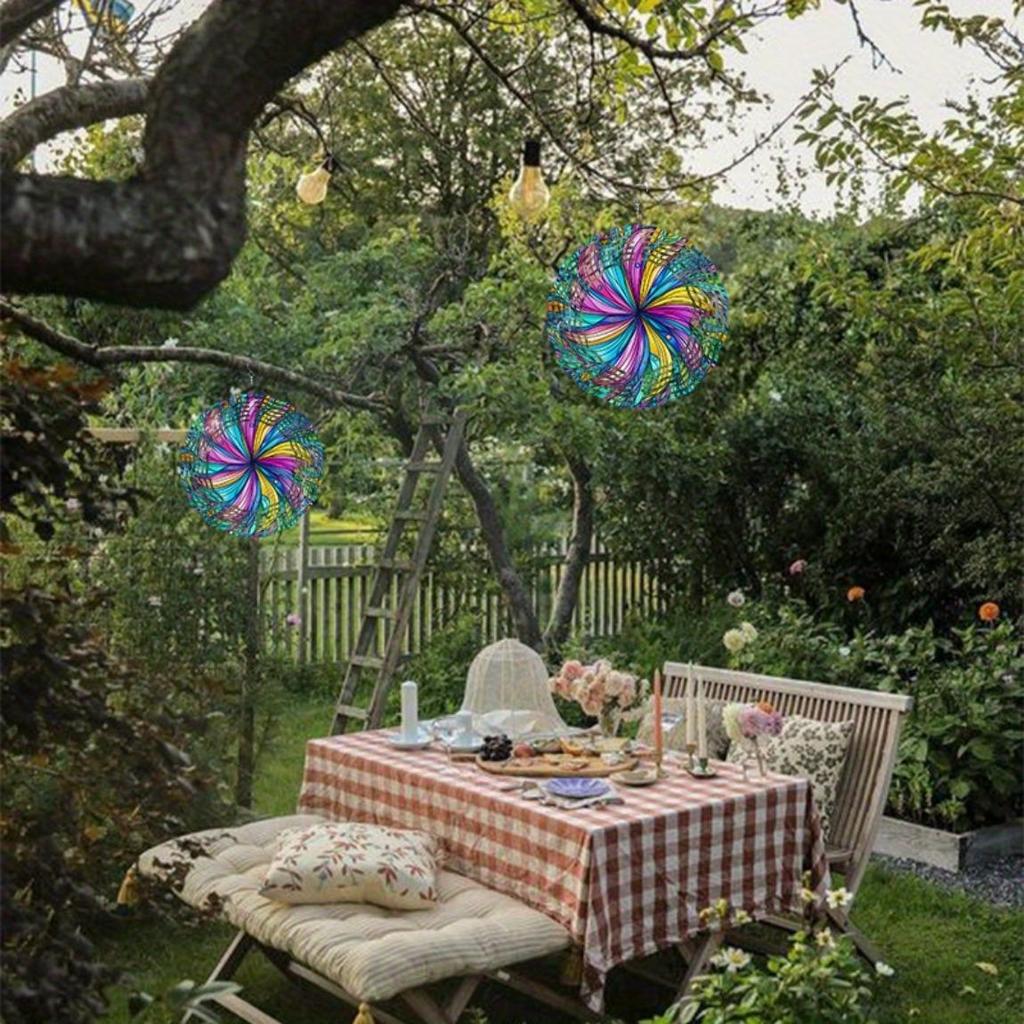 Handcrafted 2D Metal Wind Chime Mandala Floral Birds Design Outdoor Garden Patio Balcony Decor No Electricity Needed Weather Resistant