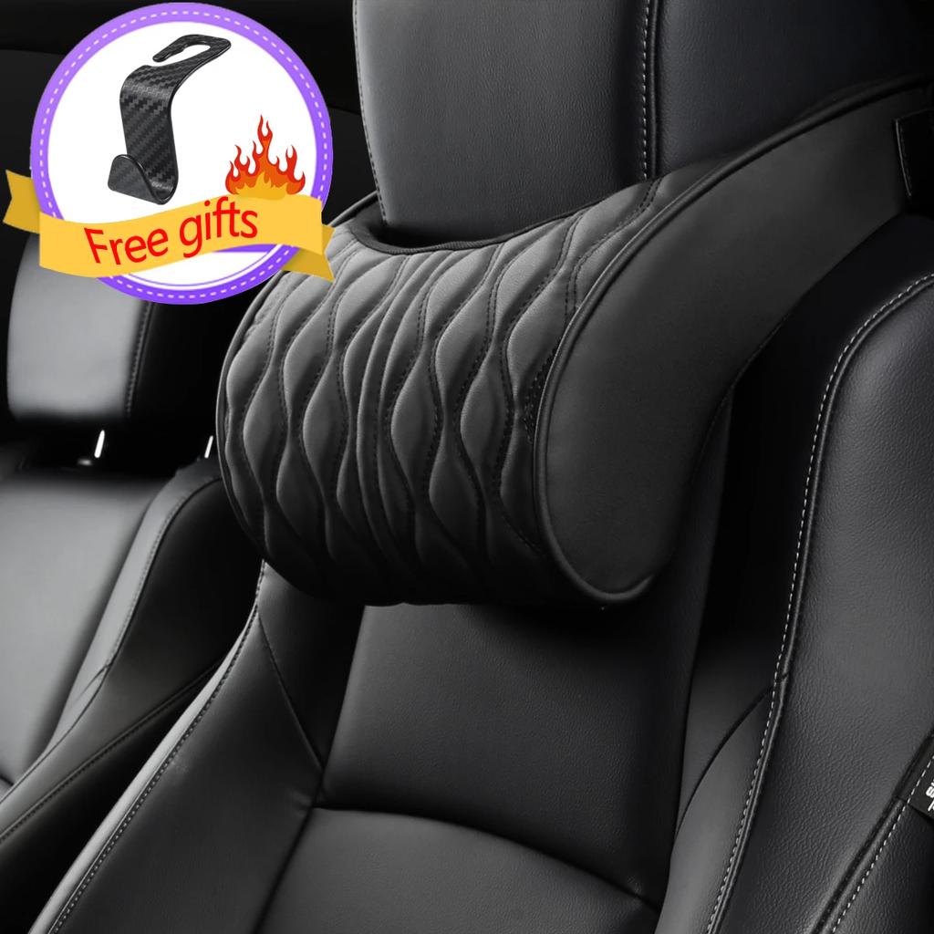 HOT Car Neck Pillow PU Leather Lumbar Waist Support for Seat Memory Backrest Headrest Cushion Auto Gadget Accesorios Interior
