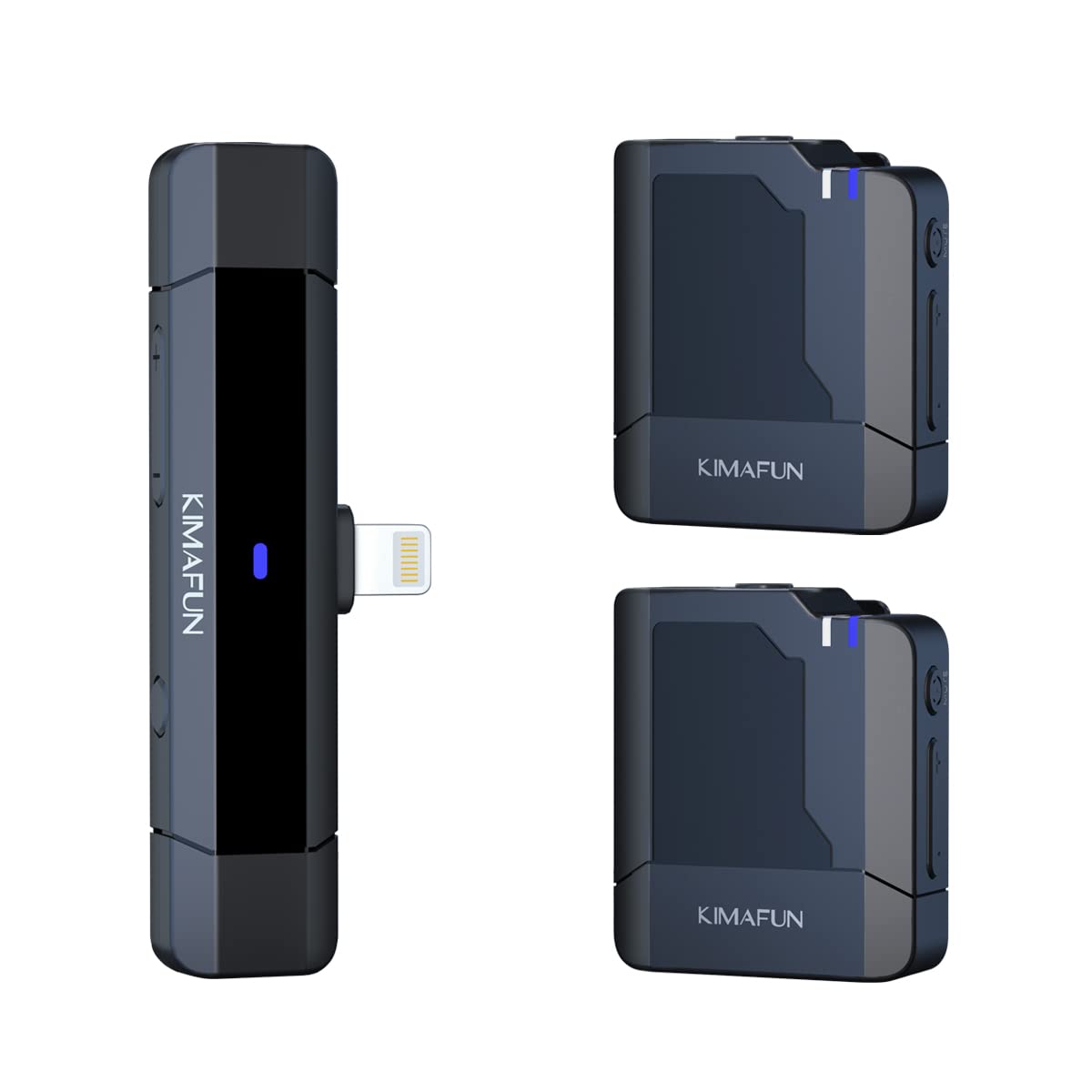 

KIMAFUN Wireless Lapel Microphone for iPhoneiPad, Compatible with Two People Simultaneously, Plug & Play, Instant Connection, Noise Reduction, 360°