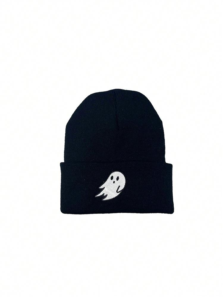 1pc Halloween Cute Ghost Embroidered Knitted Hat Autumn And Winter Men's And Women's Festival Party Cold-proof Hat