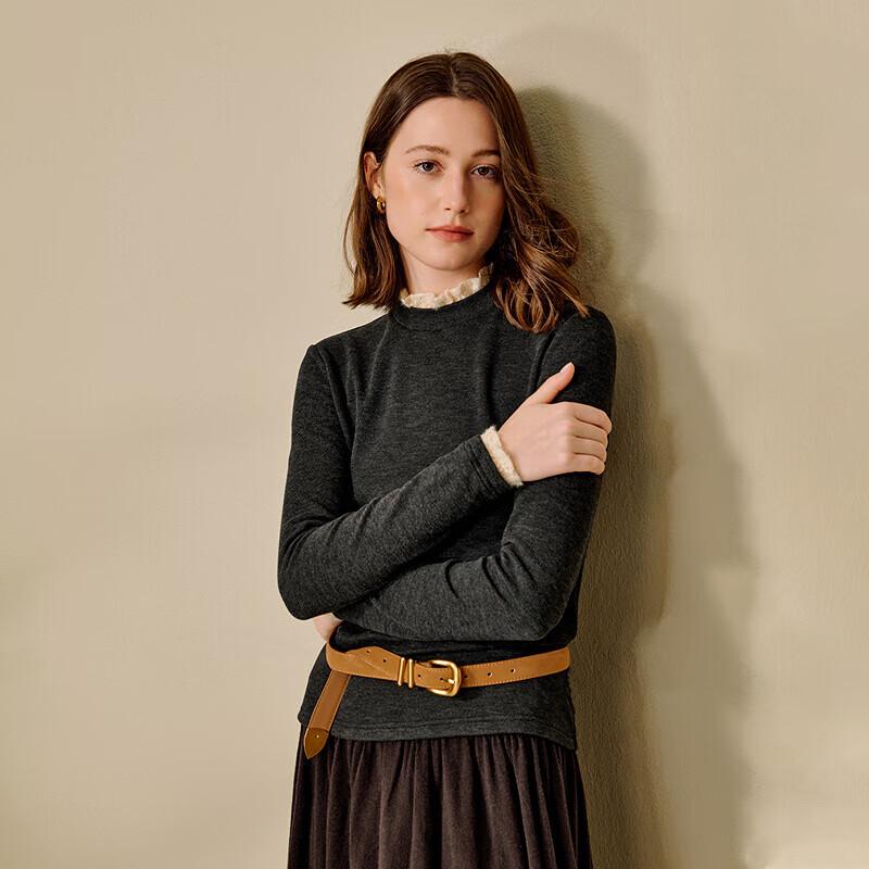 Inman Women s Mock Neck Lace-Trim Long Sleeve T-Shirt S