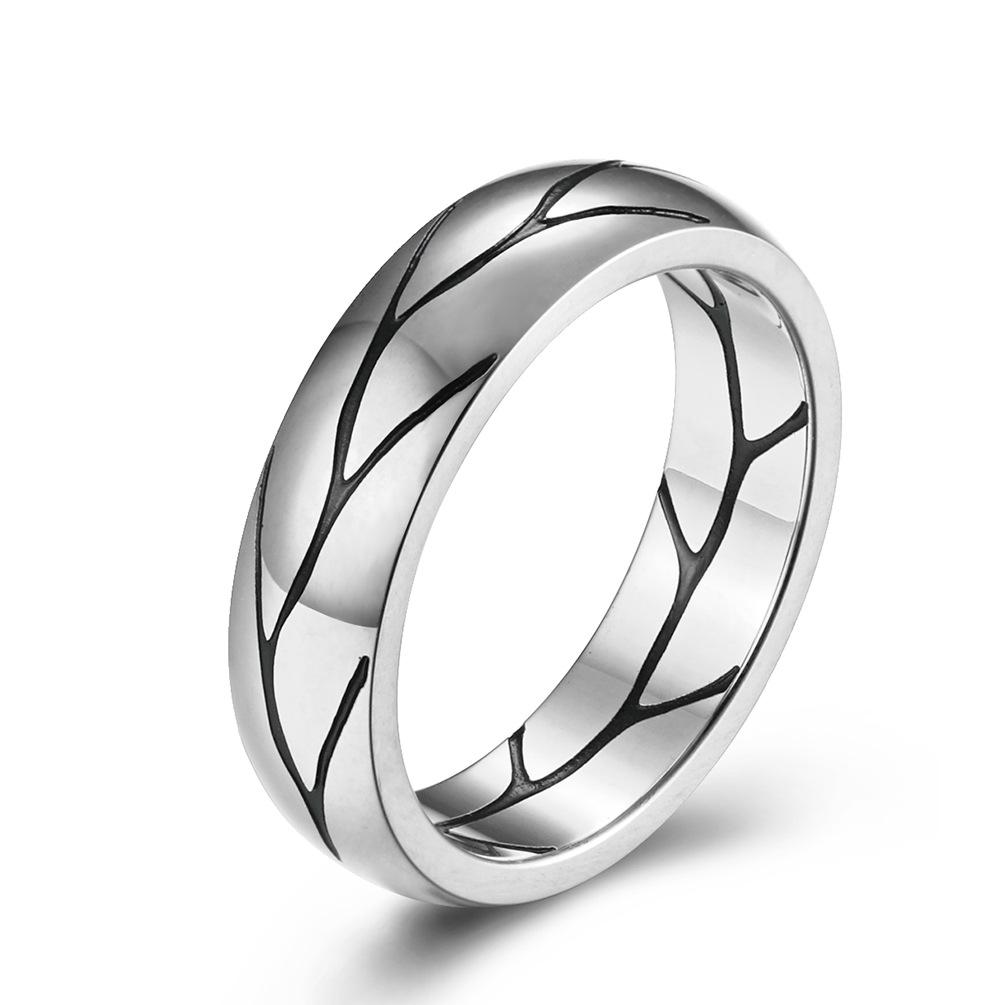 Ins Harajuku Style Simple Crack Literary Trendy Man Ring, Titanium Steel Gold-plated Culture Youth Temperament Single Ring