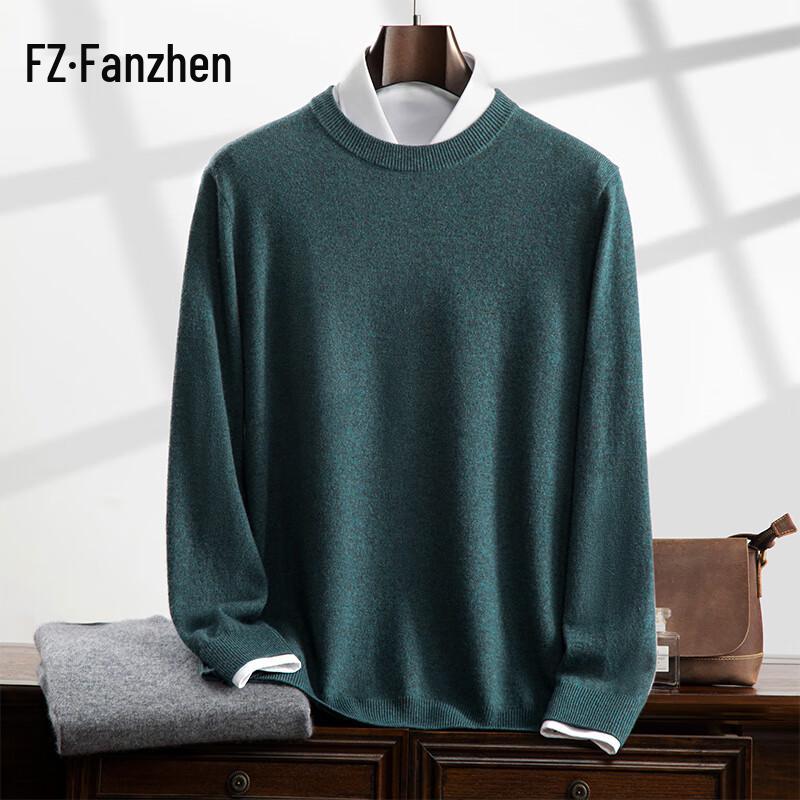 Fanzhen Men's Cashmere Blend Round Neck Sweater