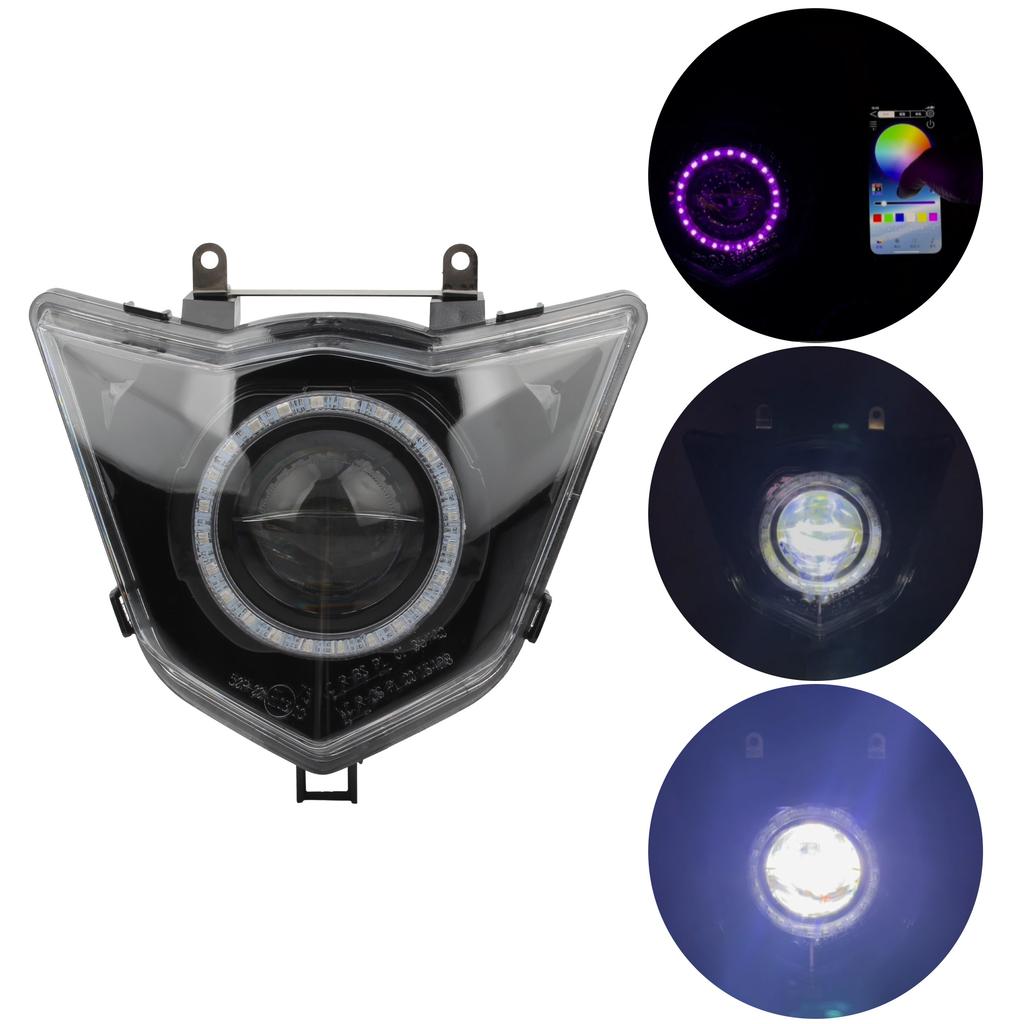 Motorcycle Angel Eye RGB Headlight Wick LED App Control For Yamaha WR 125 X R WR125 X/R  2009–2016 Motocross Modified HeadLamp