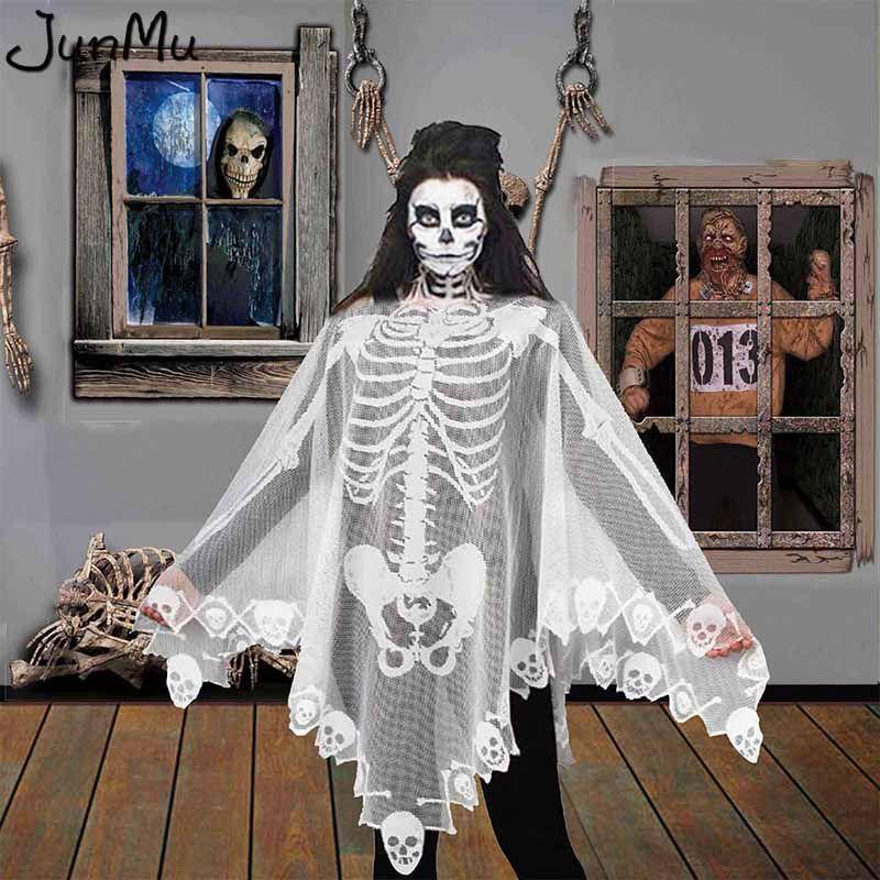 Skull Lace Halloween Shawl Womens Gift Props Loose Cape Party Costume Stage