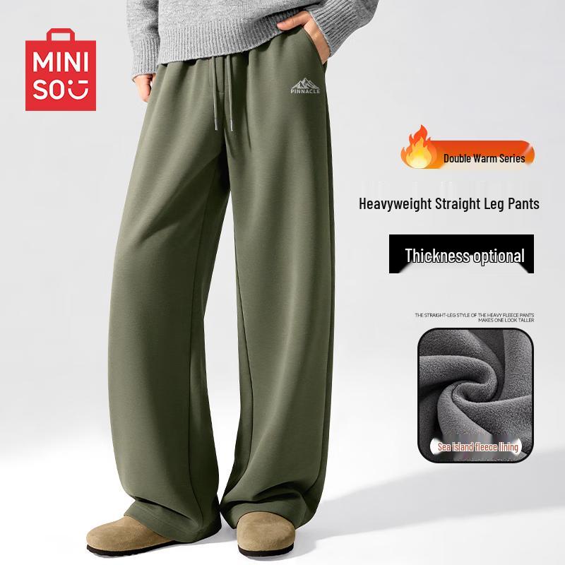 MINISO Men s American Style Fleece-Lined Straight Fit Casual Pants M