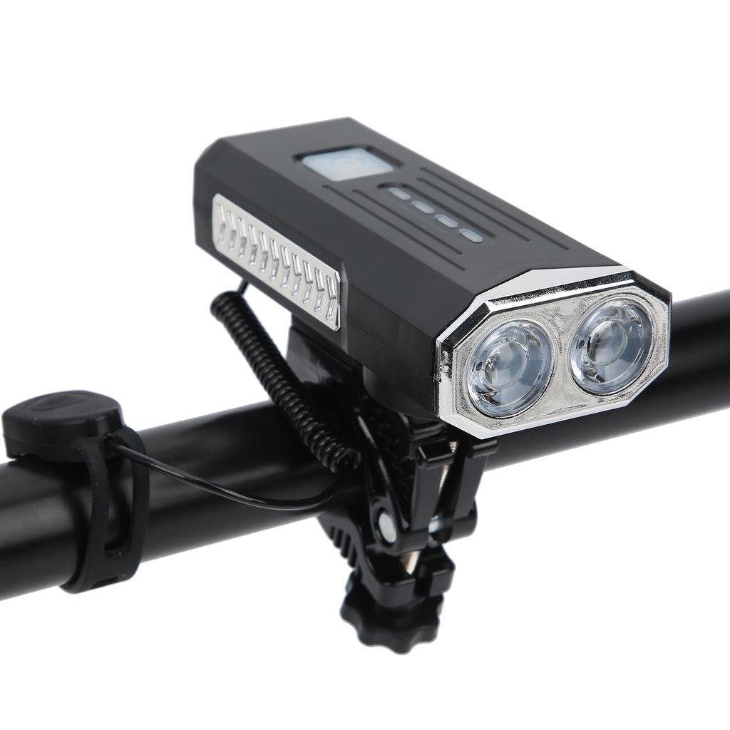 Fahrrad-Scheinwerfer USB-wiederaufladbar Nachtfahrten Wasserdicht Fahrrad-Frontlicht mit Hupe Schwarz