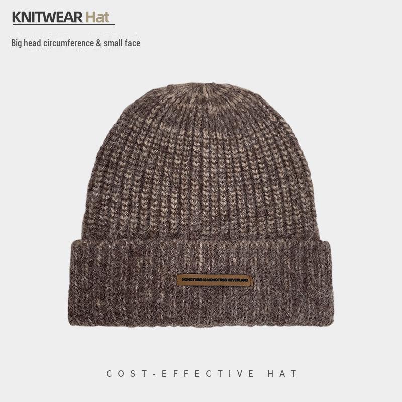 

Женская зимняя шерстяная вязаная шапка — уютная, в американском повседневном стиле, подходит для большой головы, стройнит лицо. One Size