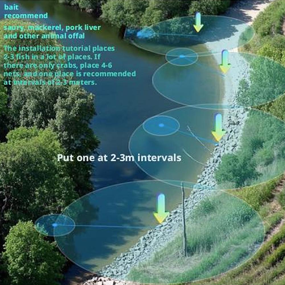 50/60 Automatic Opening Closing Fishing Trap Fishing Net Cage Net Steel Wire for Saltwater Seawater Outdoor Fishing Accessories