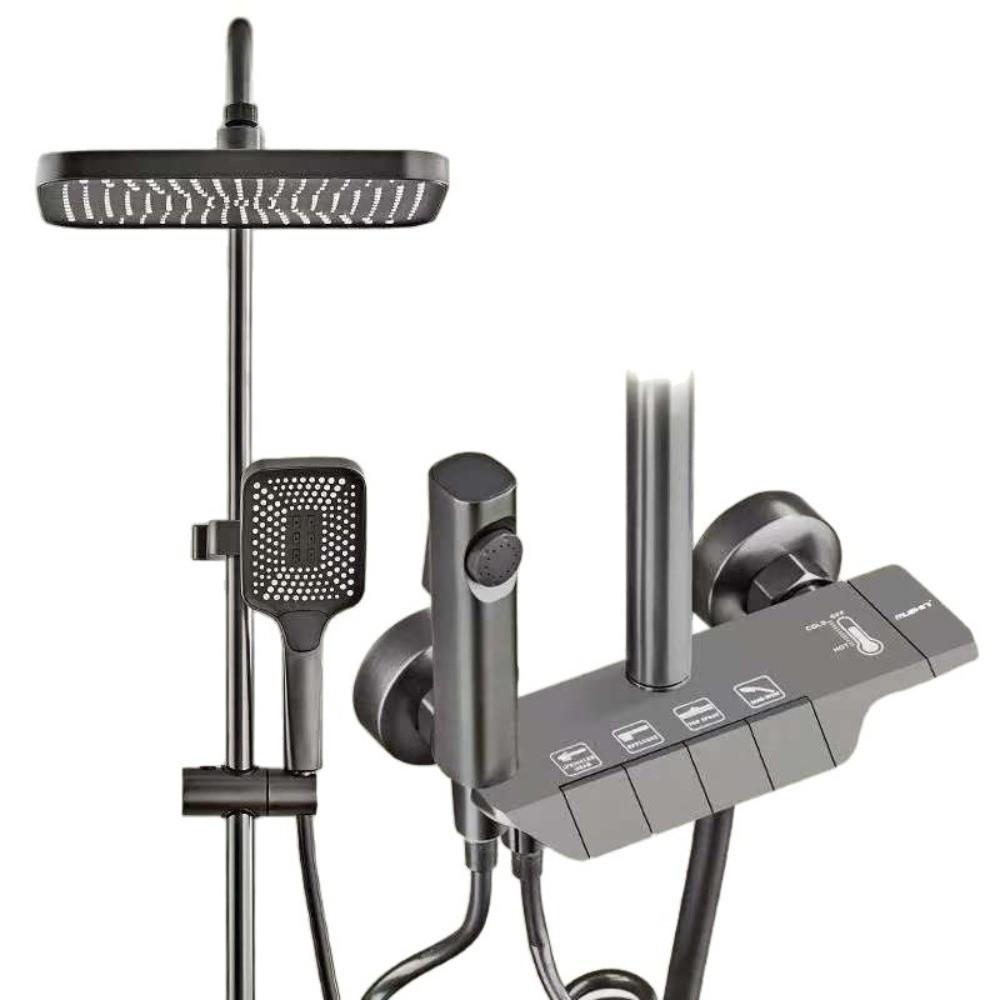 Intelligent Shower System Grey Rainfall Shower Set Digital Shower Faucet Set  Bathroom Accessories Basic